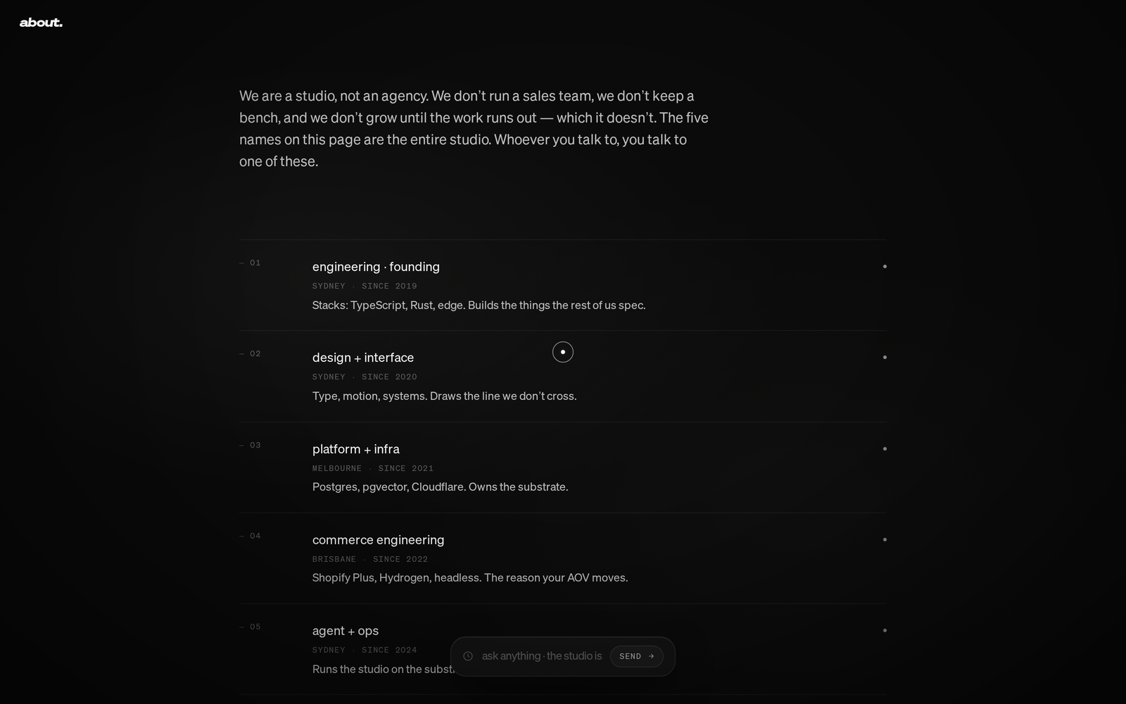 indffrnt. — the studio, as a build. — screen 3