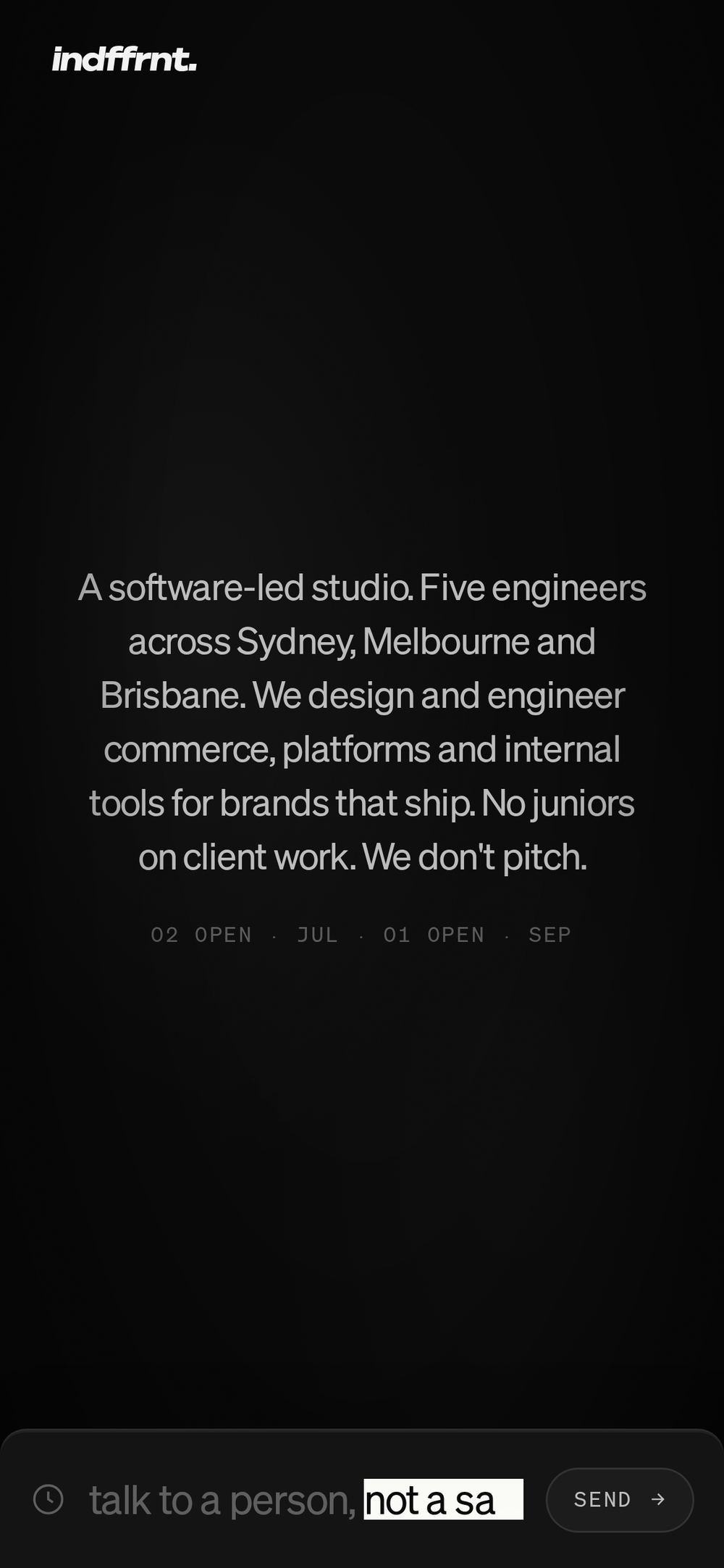 indffrnt. — the studio, as a build. — mobile 1